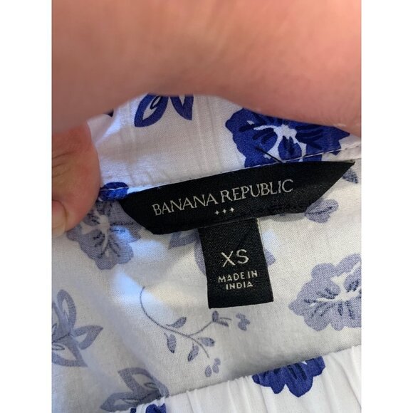Banana Republic Factory Blue and White Floral Off the Shoulder Top Size XS - Picture 6 of 12